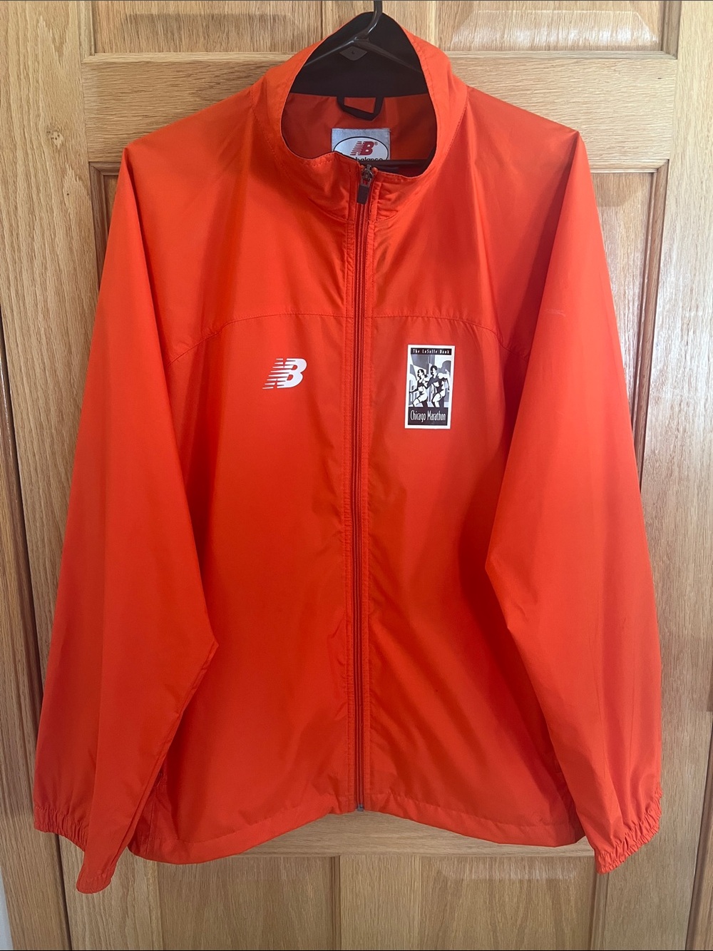 New Balance Bright Orange Zip Front Windbreaker - Chicago Marathon logo